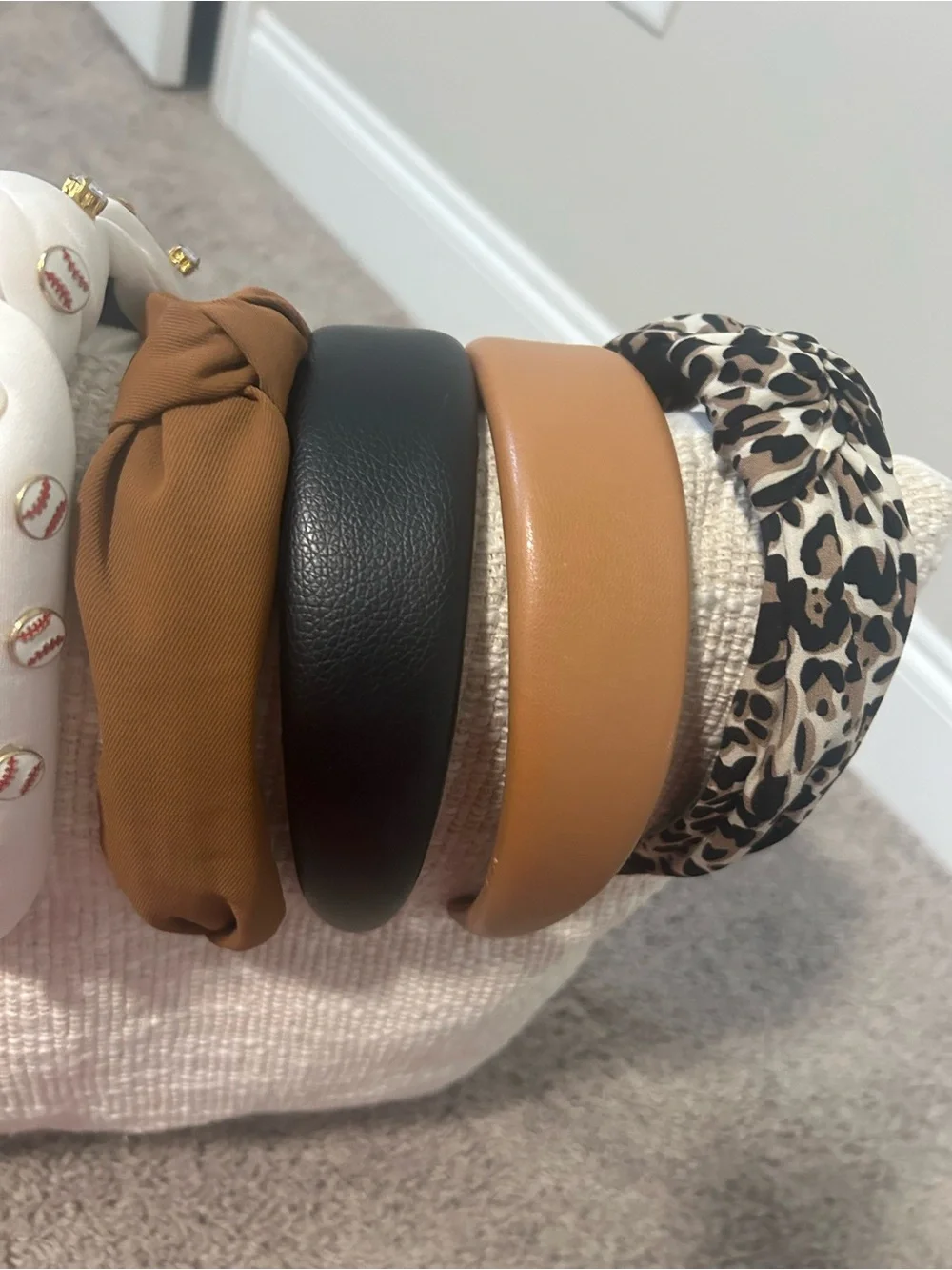 9 Assorted Women's Headbands - Neutral, Brown, White, Purple & Leopard